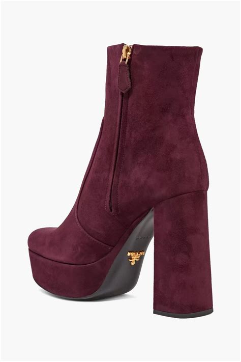 Prada suede platform ankle boots